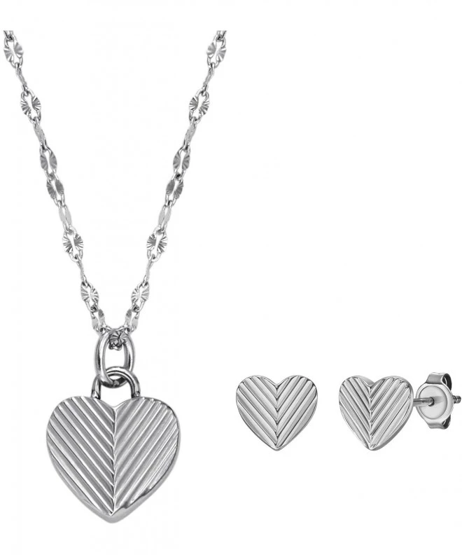 Fossil Harlow Linear Texture Heart nyaklánc JF04669SET