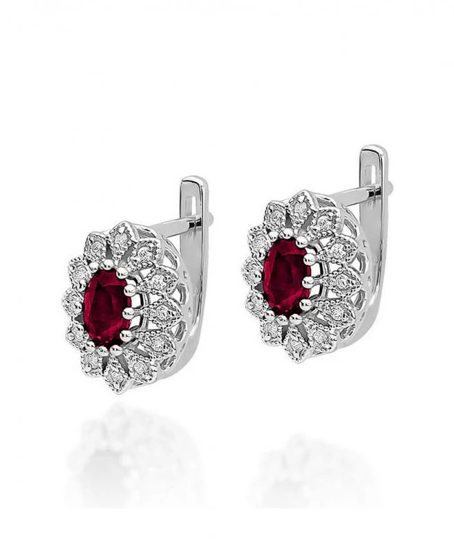 Bonore - Fehér Arany 585 - Rubin 0,6 ct fülbevalók 128829