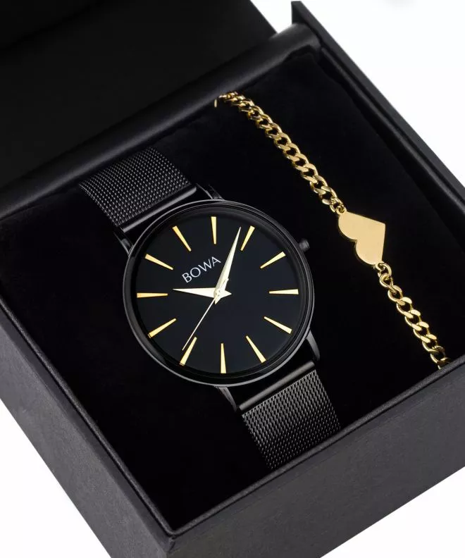 BOWA Praha Black-Gold Mesh 38 Gift Set női karóra PH381-84-181M-419-02