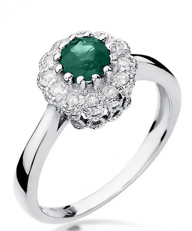 Bonore - Fehér Arany 585 - Smaragd 0,5 ct gyűrű 125445
