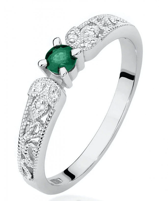 Bonore - Fehér Arany 585 - Smaragd 0,1 ct gyűrű 125455