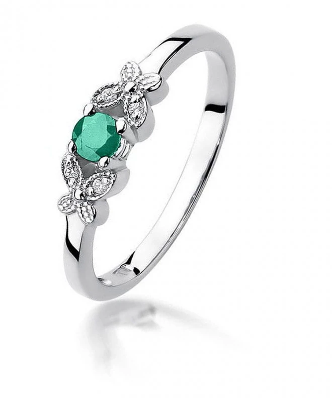 Bonore - Fehér Arany 585 - Smaragd 0,15 ct gyűrű 125457