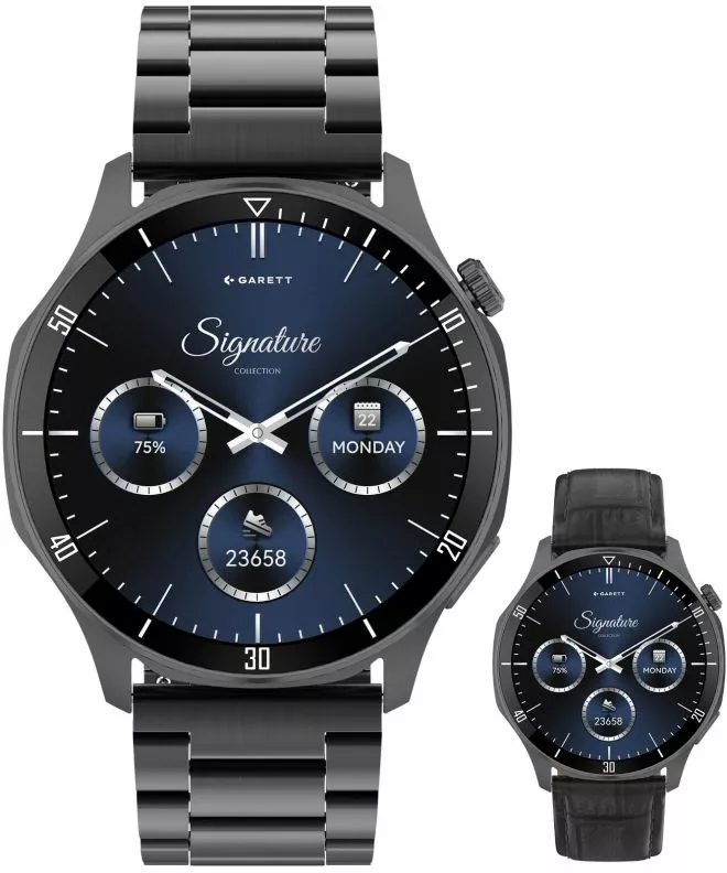 Garett Signature Prime Black Solid SET férfi okosóra 5904238485149