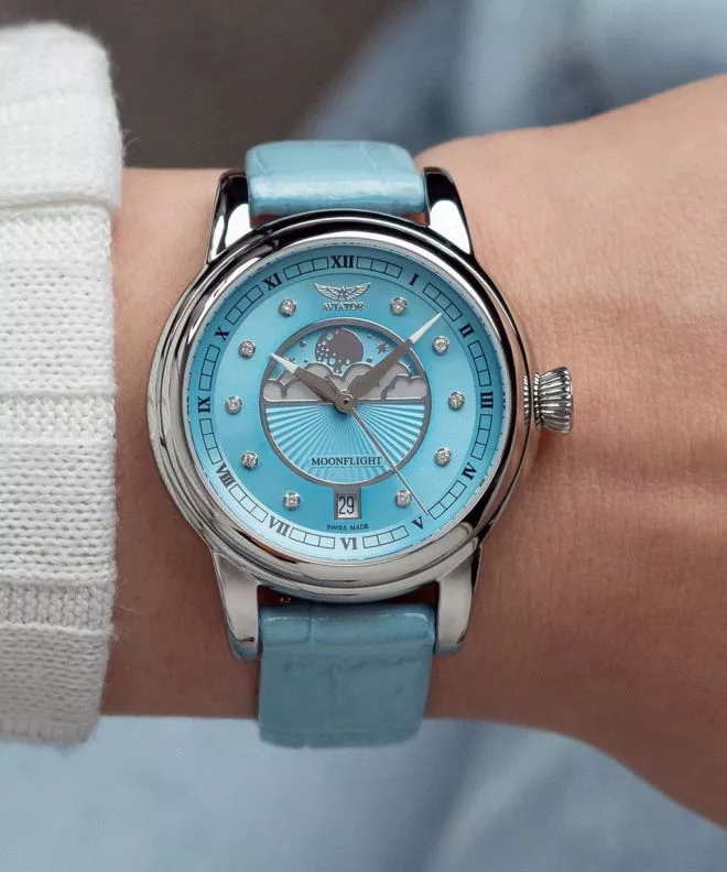 Aviator Douglas Moonflight Ice Blue Diamonds Limited Edition női karóra V.1.33.0.359.4