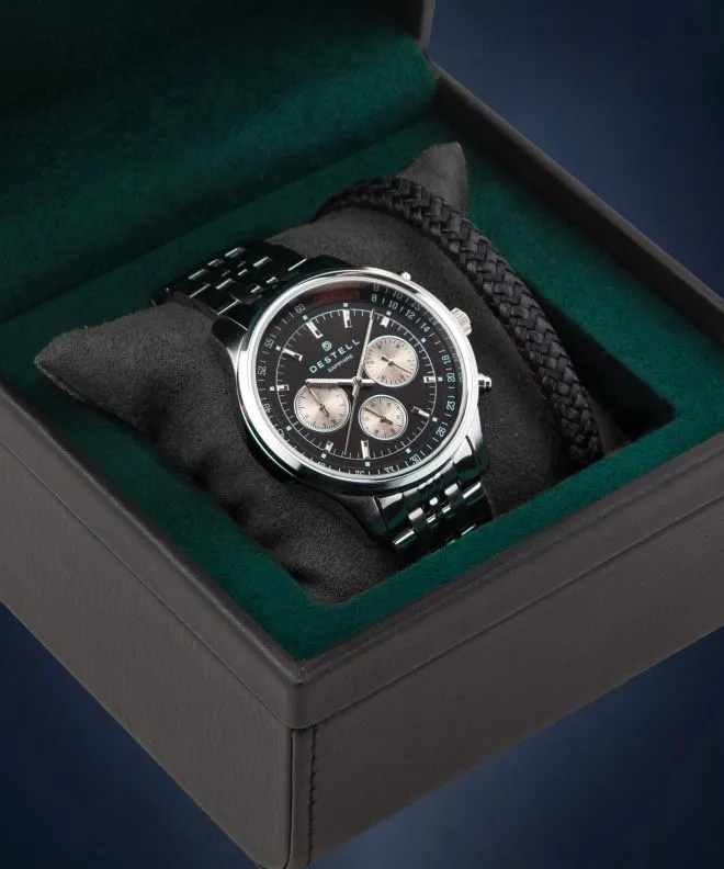 DESTELL Circinus Black Silver Steel Chrono Sapphire Gift Set férfi karóra CR415-15-205J-1520-01