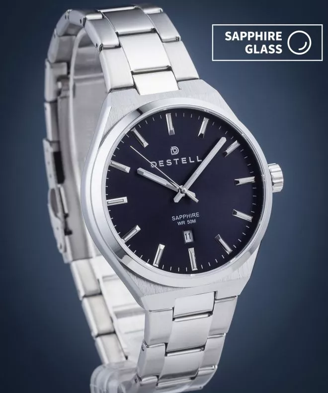 DESTELL Aries Navy Blue Silver Steel Sapphire férfi karóra AR405-35-205S