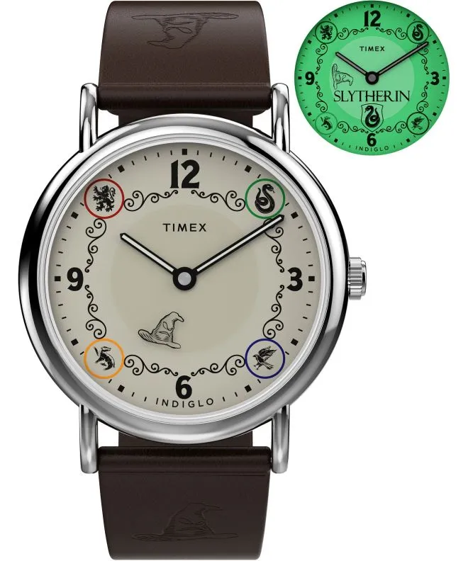 Timex Harry Potter X Weekender Slytherin House 38mm Leather Strap unisex karóra TW2Y76400