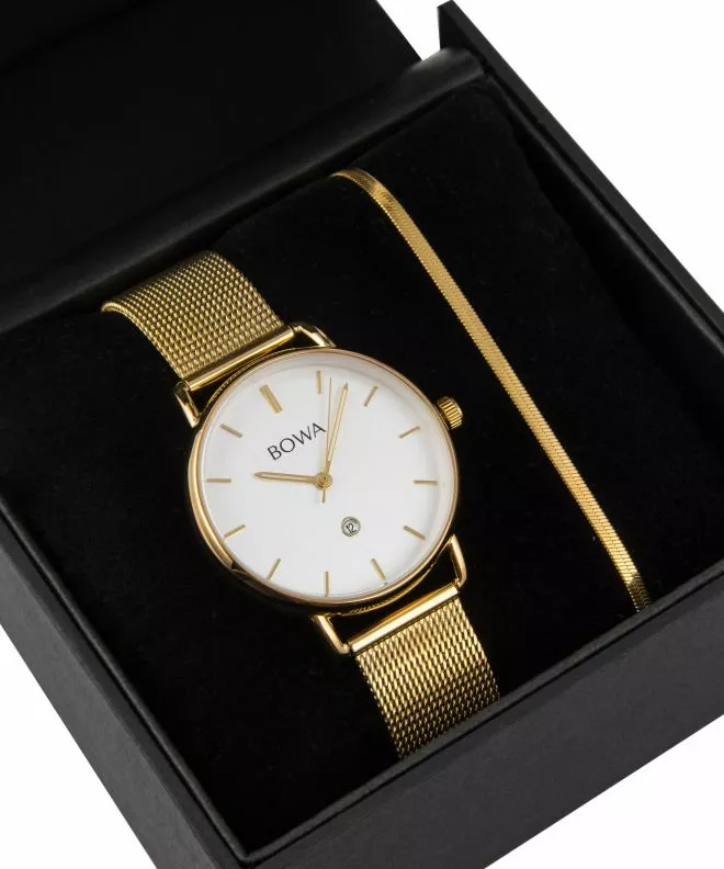 BOWA Milan White-Gold Mesh 34 Gift Set (óra + karkötő) MI344-24-164M-419-03