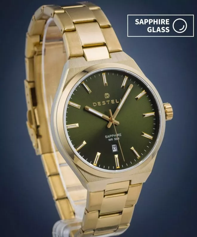 DESTELL Aries Green Gold Steel Sapphire férfi karóra AR404-04-204S