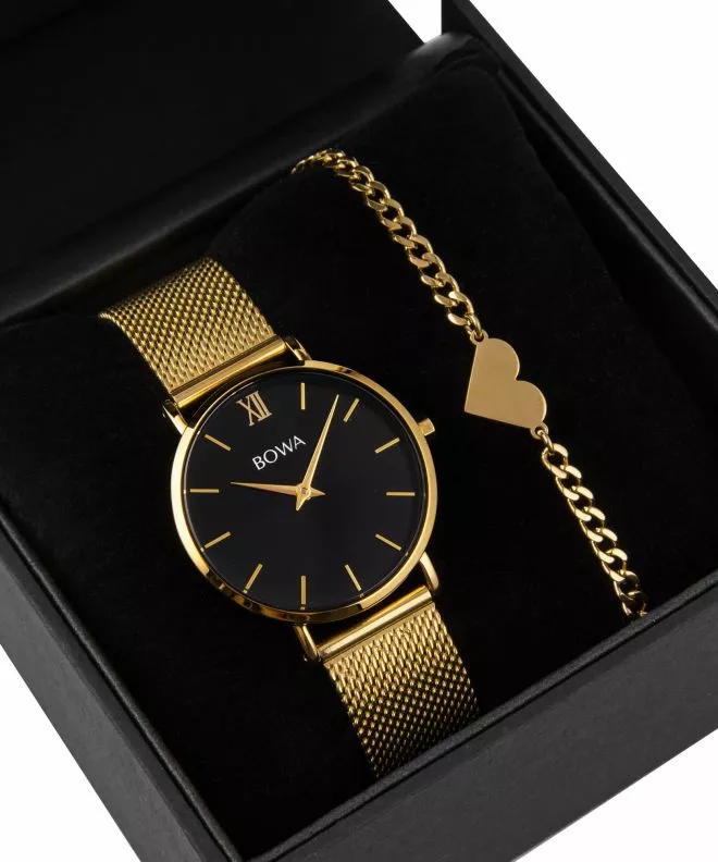 BOWA London Black-Gold 33 Gift Set (óra + karkötő) LO334-14-164M-419-02