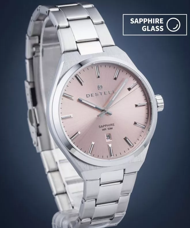 DESTELL Aries Pink Silver Steel Sapphire férfi karóra AR405-125-205S