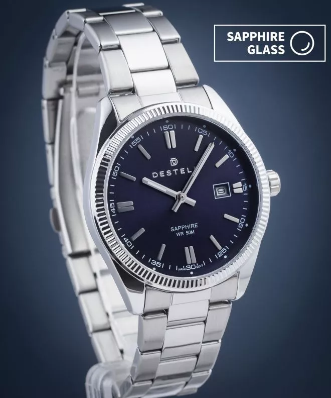 DESTELL Loup Blue Silver Steel Sapphire férfi karóra LU3855-35-205S