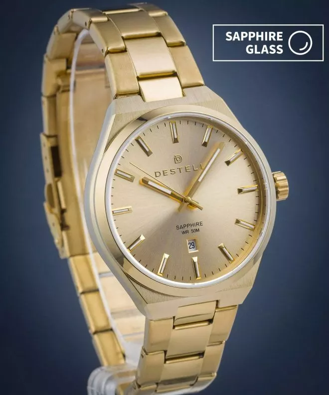 DESTELL Aries Full Gold Steel Sapphire férfi karóra AR404-44-204S
