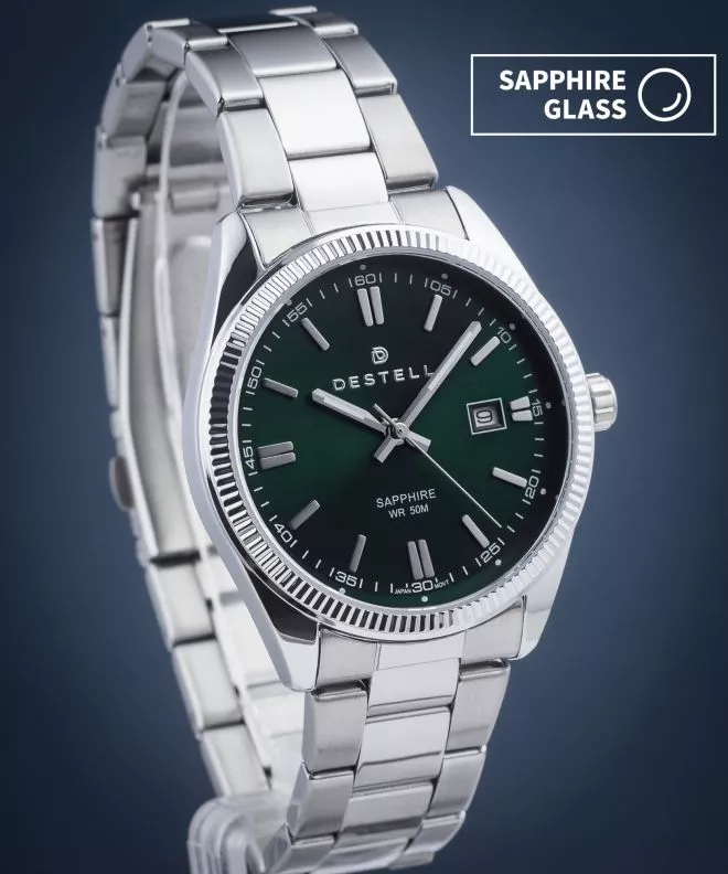 DESTELL Loup Green Silver Steel Sapphire férfi karóra LU3855-05-205S