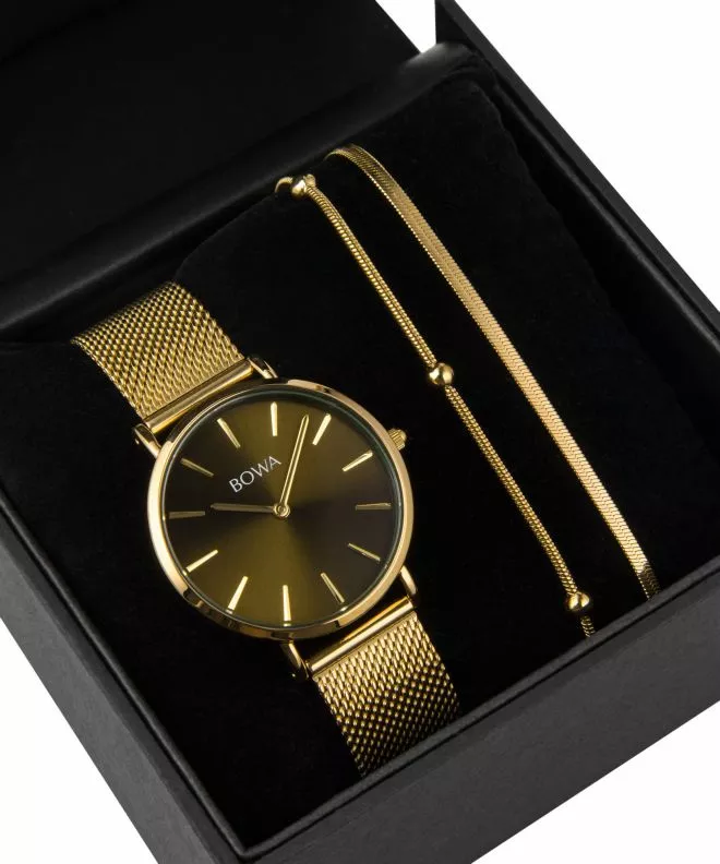 BOWA New York Petite Green-Gold Mesh 34 Gift Set (óra + karkötő) NY344-04-184M-419-01