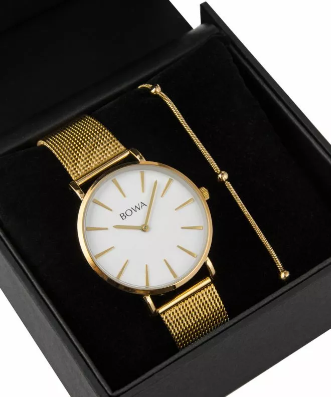 BOWA New York White-Gold Mesh 38 Gift Set (óra + karkötő) NY384-24-184M-419-04