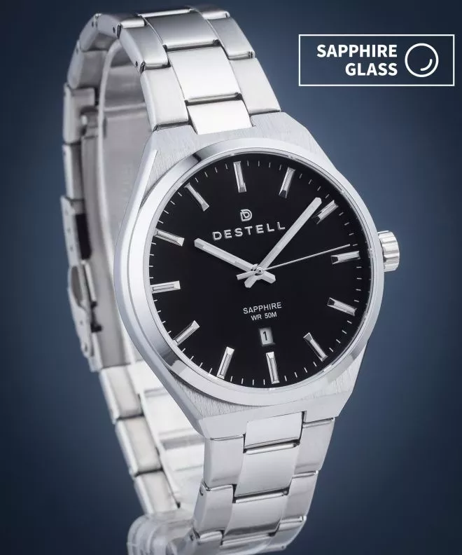 DESTELL Aries Black Silver Steel Sapphire férfi karóra AR405-15-205S