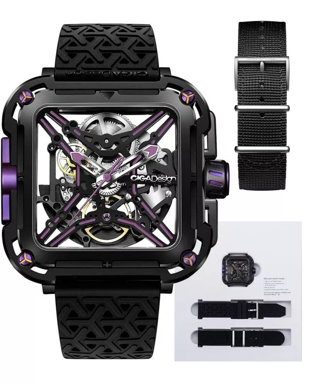 Ciga Design X Series Black & Purple Skeleton Automatic Férfi Karóra X011-BLPL-W25BK
