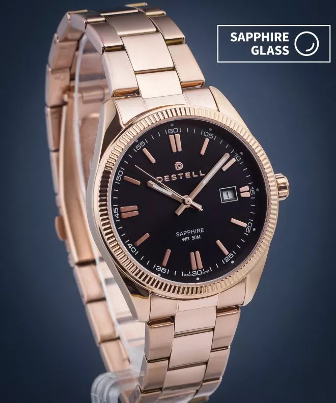 DESTELL Loup Black Rose Gold Steel Sapphire férfi karóra LU3857-17-207S