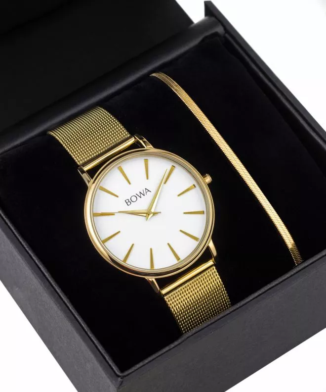BOWA Praha White-Gold Mesh 38 Gift Set női karóra PH384-24-184M-419-03