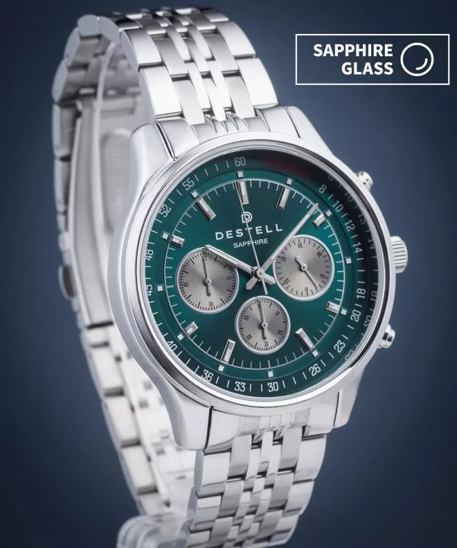 DESTELL Circinus Green Silver Steel Chronograph Sapphire férfi karóra CR415-05-205J