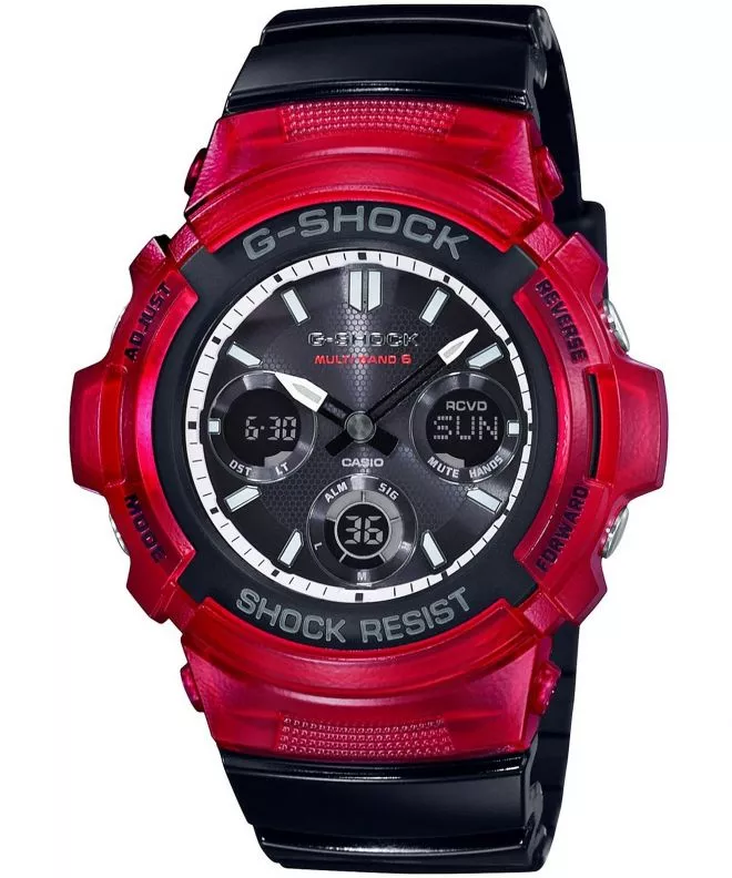 Casio G-Shock Original Black and Red Radio Solar Férfi Karóra AWG-M100SRB-4AER