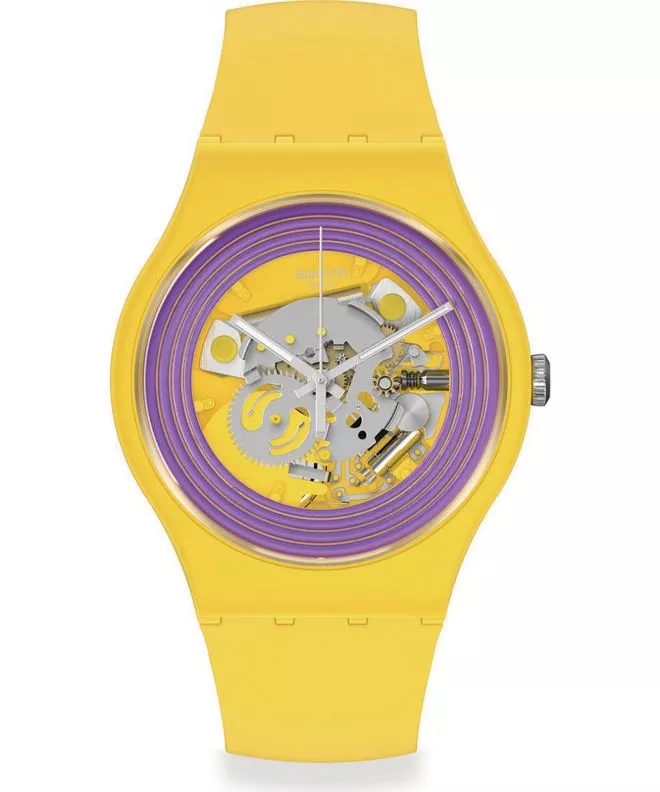 Swatch Purple Rings Yellow Unisex Karóra SO29J100