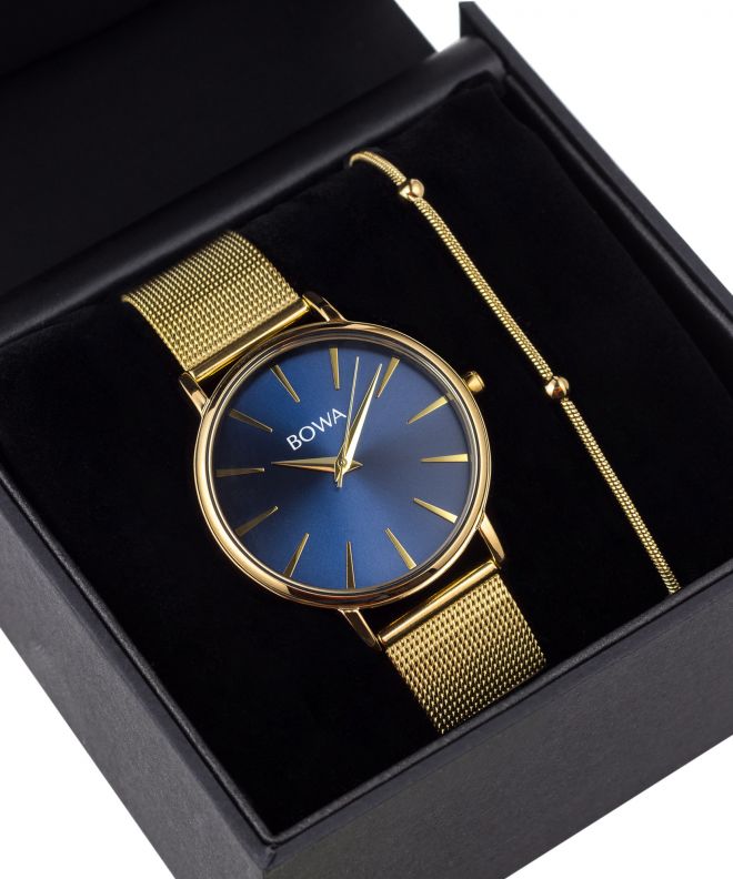 BOWA Praha Navy Blue-Gold Mesh 38 Gift Set női karóra PH384-34-184M-419-04