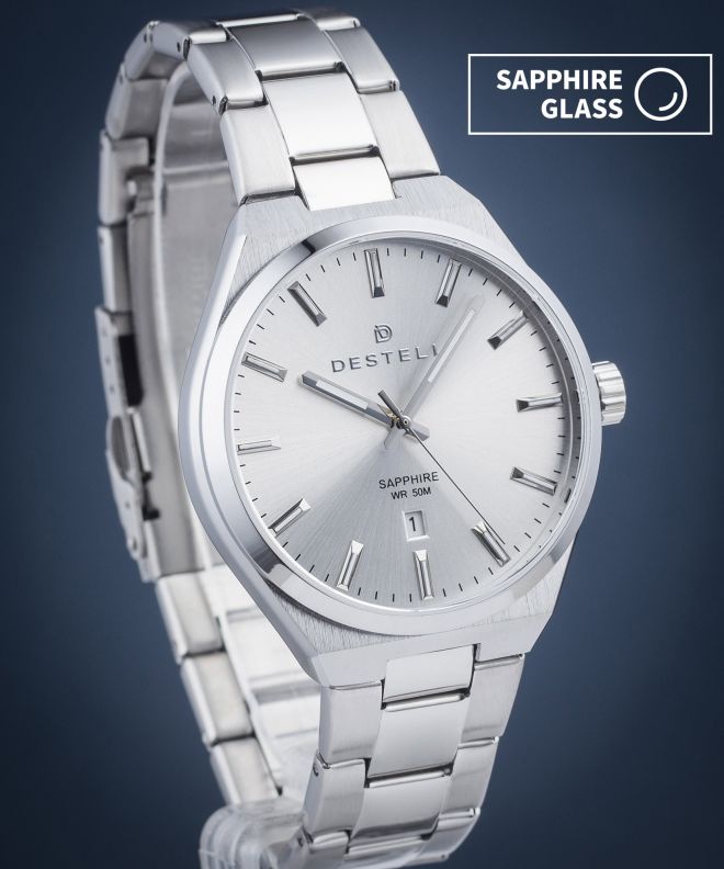 DESTELL Aries Full Silver Steel Sapphire férfi karóra AR405-25-205S