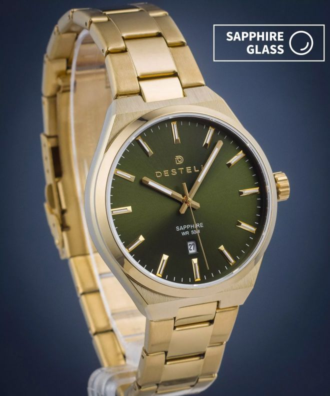 DESTELL Aries Green Gold Steel Sapphire férfi karóra AR404-04-204S