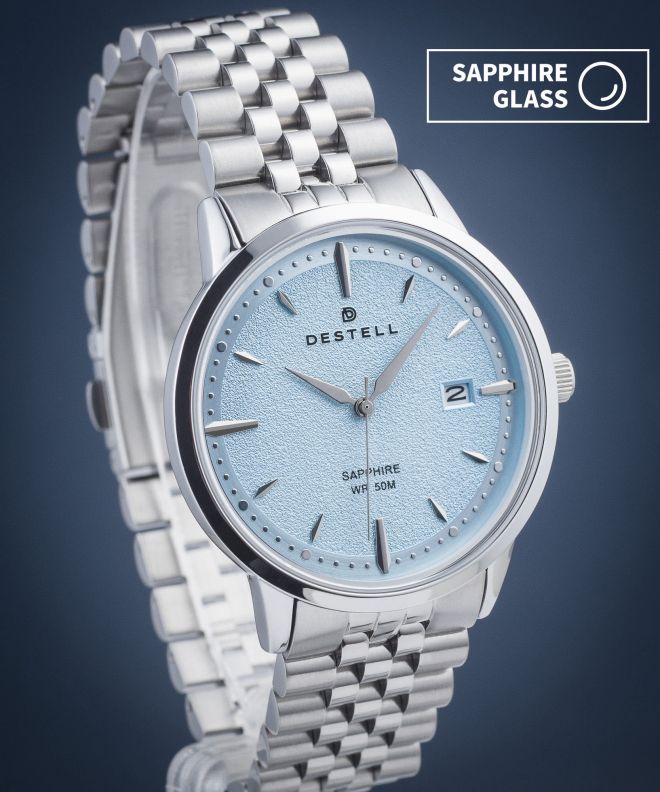 DESTELL Pictor Ice Blue Silver Steel Sapphire férfi karóra PT405-05-205J