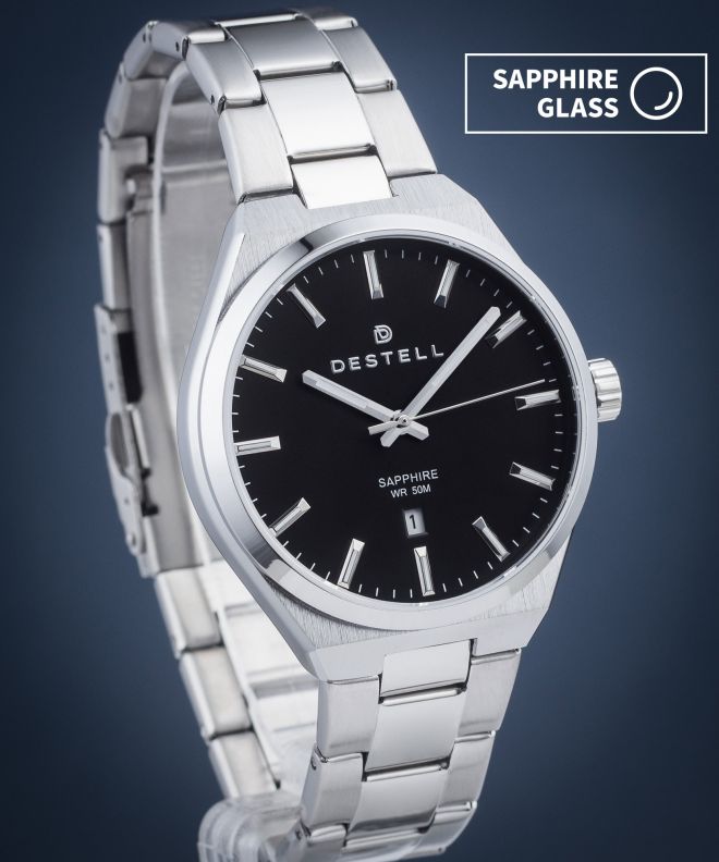 DESTELL Aries Black Silver Steel Sapphire férfi karóra AR405-15-205S
