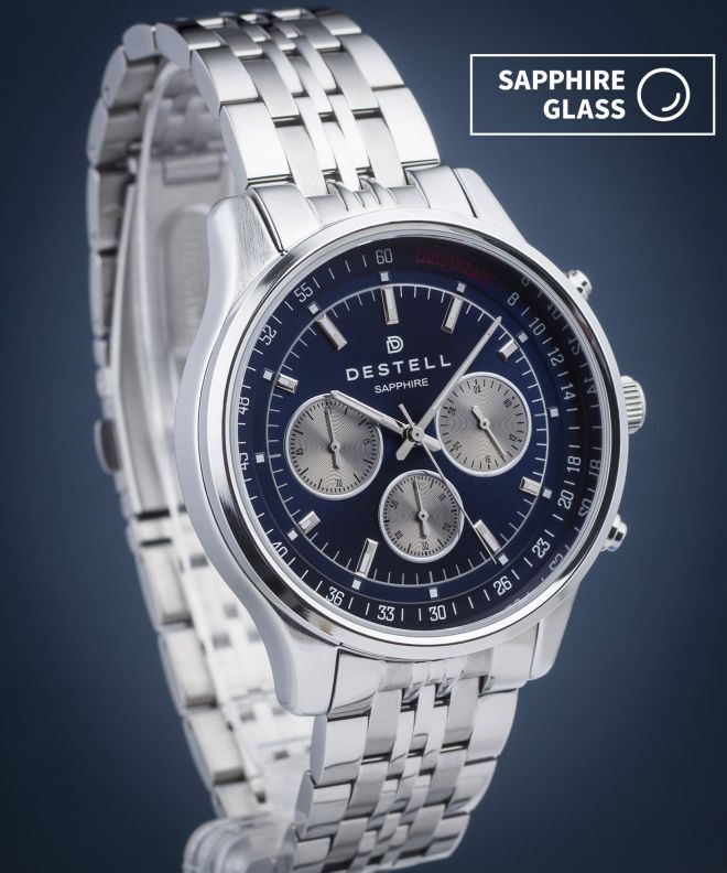 DESTELL Circinus Blue Silver Steel Chronograph Sapphire férfi karóra CR415-35-205J