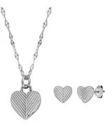 Fossil Harlow Linear Texture Heart nyaklánc