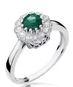 Bonore - Fehér Arany 585 - Smaragd 0,5 ct gyűrű