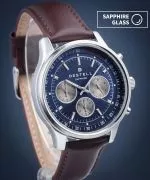 DESTELL Circinus Blue Silver Brown Leather Chronograph Sapphire férfi karóra