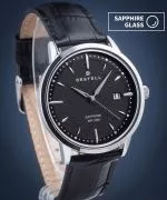 DESTELL Pictor Black Silver Leather Sapphire férfi karóra