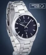 DESTELL Aries Navy Blue Silver Steel Sapphire férfi karóra