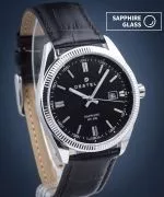 DESTELL Loup Black Silver Leather Sapphire férfi karóra