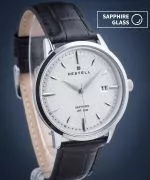 DESTELL Pictor Silver Black Leather Sapphire férfi karóra