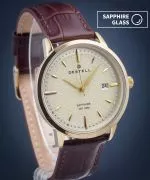 DESTELL Pictor Gold Brown Leather Sapphire férfi karóra