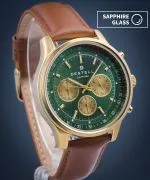 DESTELL Circinus Green Gold Brown Leather Chronograph Sapphire férfi karóra