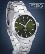 DESTELL Aries Green Silver Steel Sapphire férfi karóra