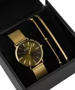 BOWA New York Petite Green-Gold Mesh 34 Gift Set (óra + karkötő)