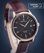 DESTELL Pictor Black Rose Gold Brown Leather Sapphire férfi karóra