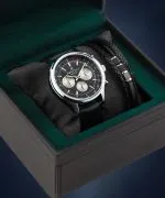 DESTELL Circinus Black Silver Leather Chronograph Sapphire Gift Set férfi karóra