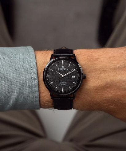 DESTELL Pictor Full Black Leather Sapphire férfi karóra