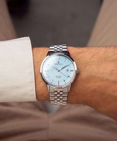 DESTELL Pictor Ice Blue Silver Steel Sapphire férfi karóra