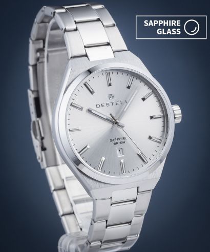 DESTELL Aries Full Silver Steel Sapphire férfi karóra