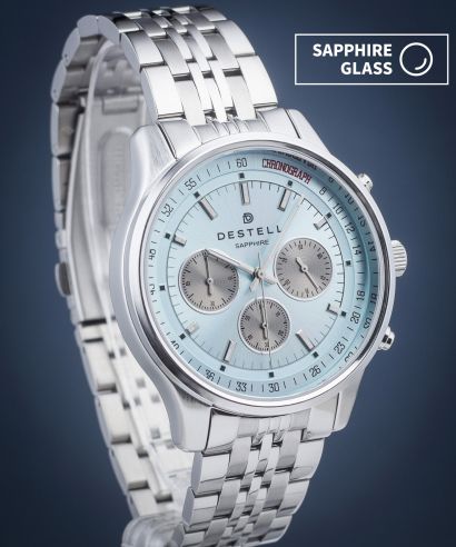 DESTELL Circinus Ice Blue Silver Steel Chronograph Sapphire férfi karóra